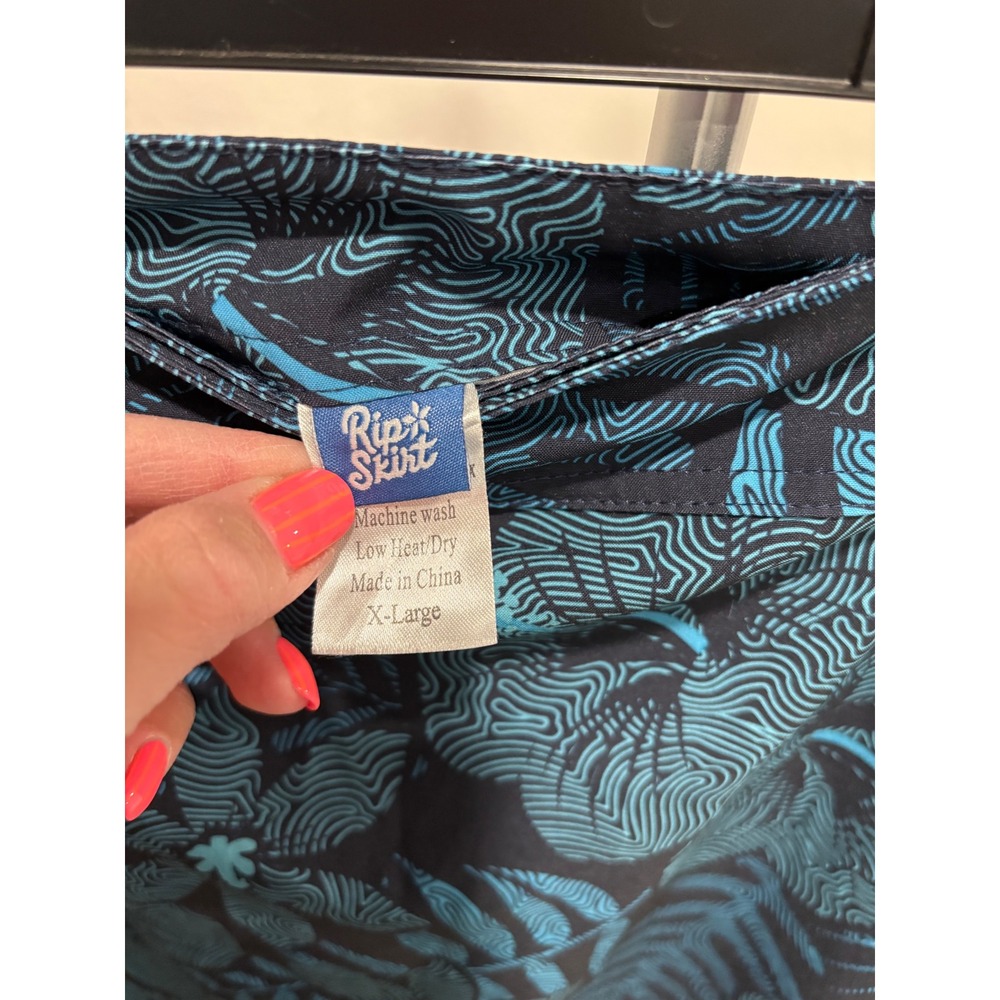 Rip Skirt Hawaii Hibiscus Print Length 3 Size XL Adjustable Wrap Floral Blue - Picture 3 of 8